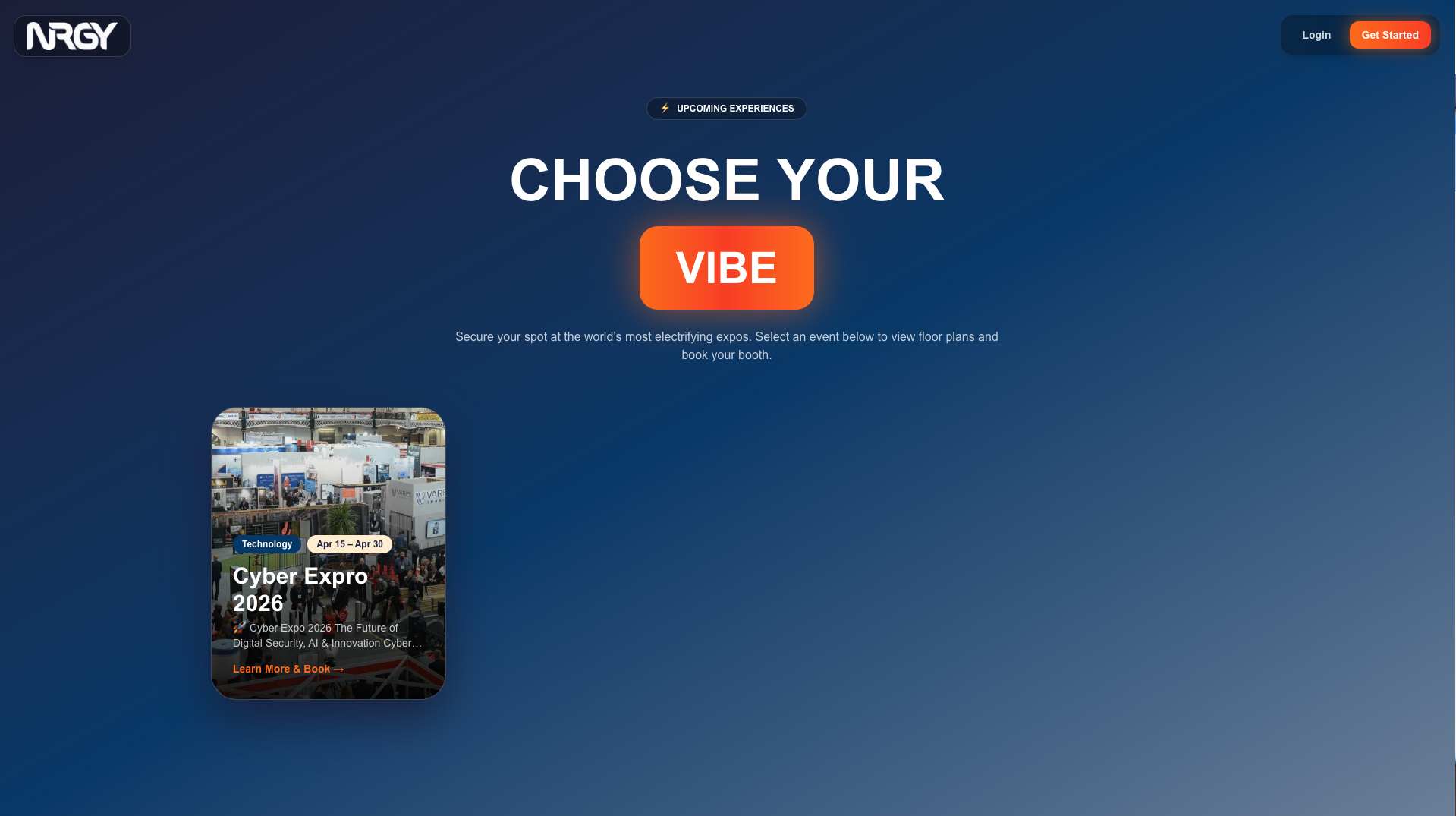 NRGY – Expo Management & Booth Booking Platform interface preview