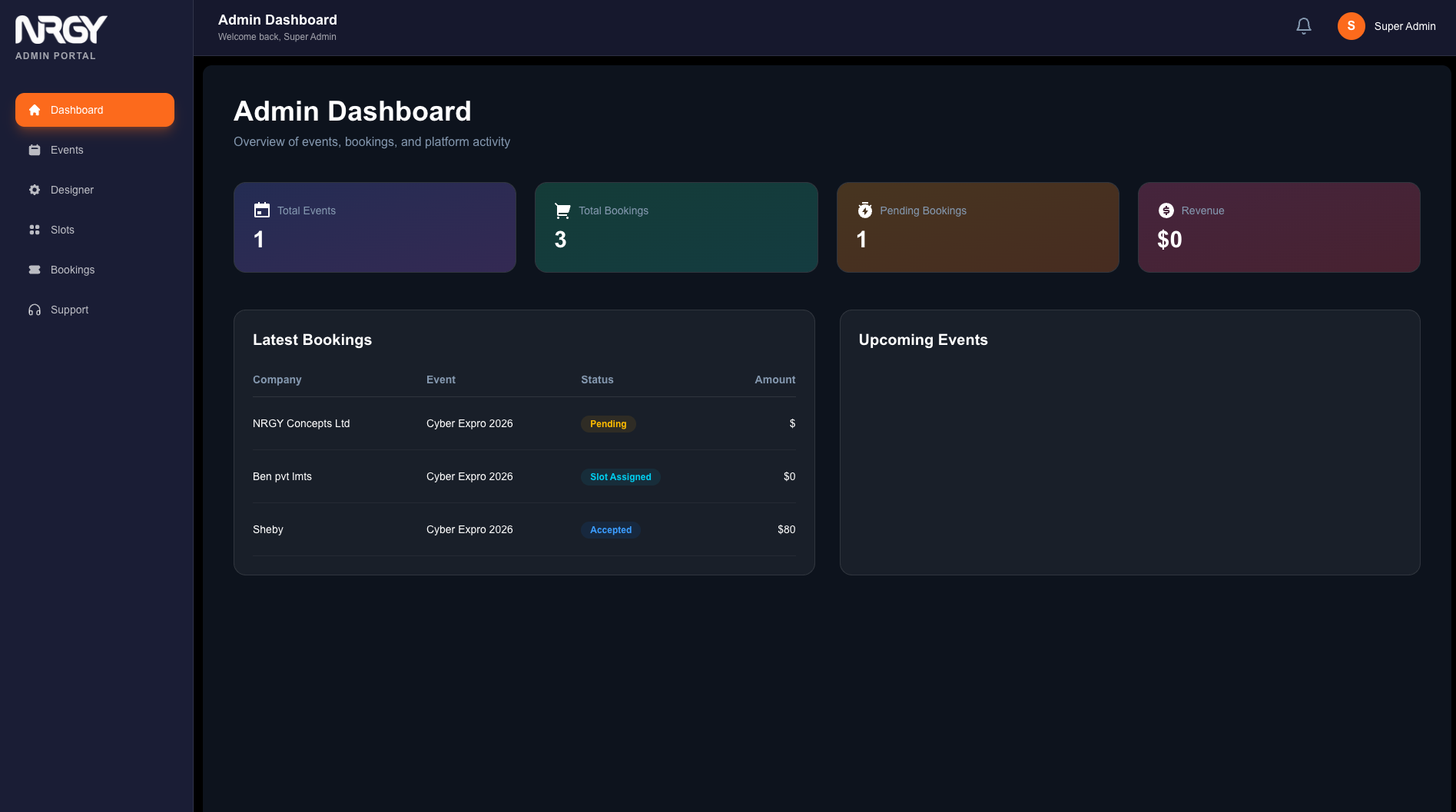 NRGY – Expo Management & Booth Booking Platform project view 3