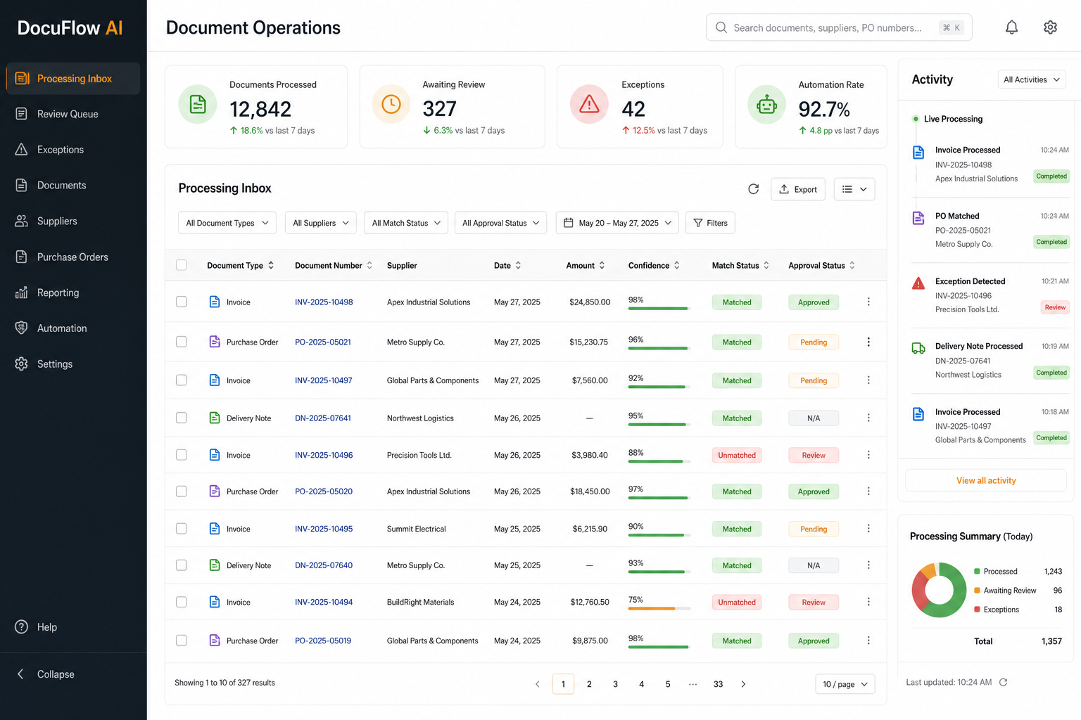 DocuFlow AI interface preview