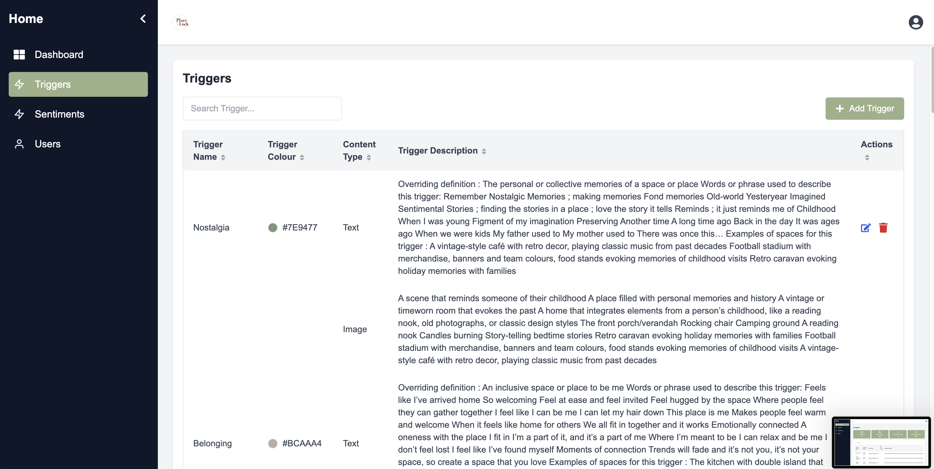 PlaceLocks Insight Classifier project view 3