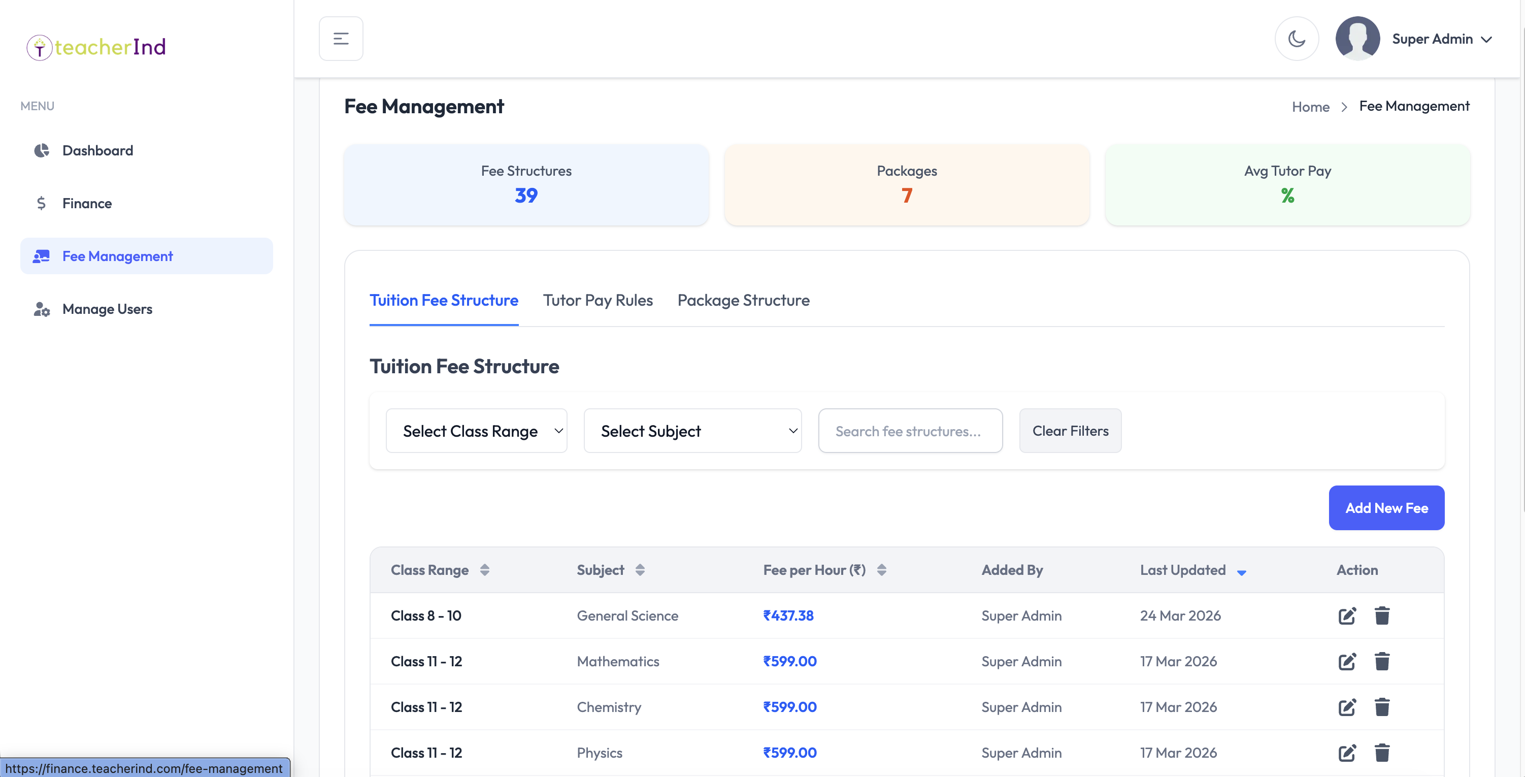 TeacherInd FinanceHub – Billing, Finance & Reporting Platform project view 4