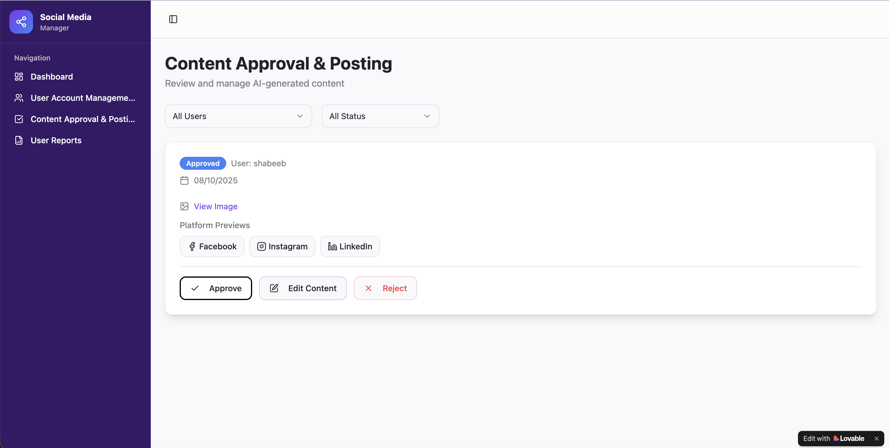 SocialFlow AI – Multichannel Content Automation project view 5