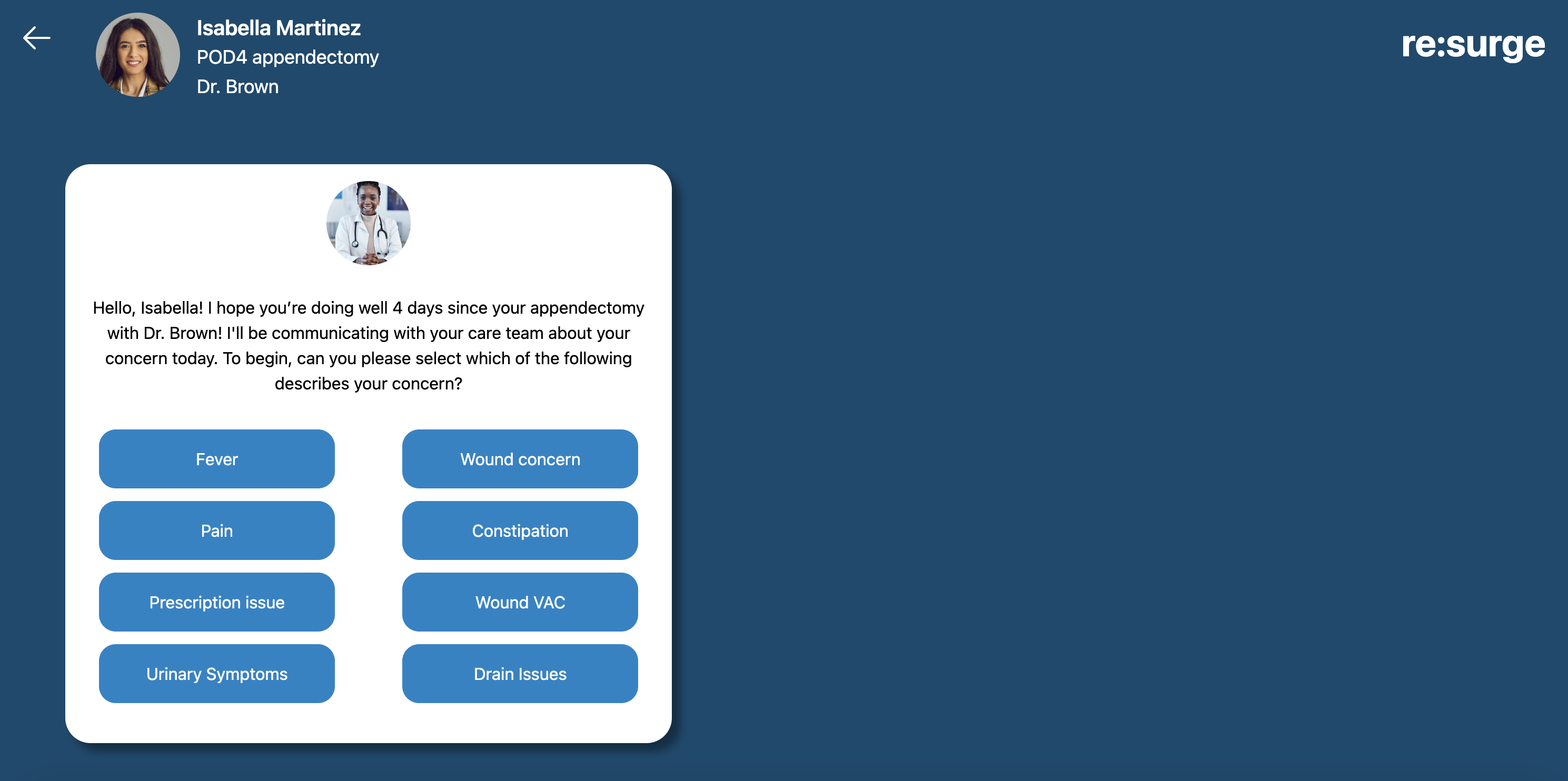 ResurgeMed – Post-Surgery Care Assistant project view 3