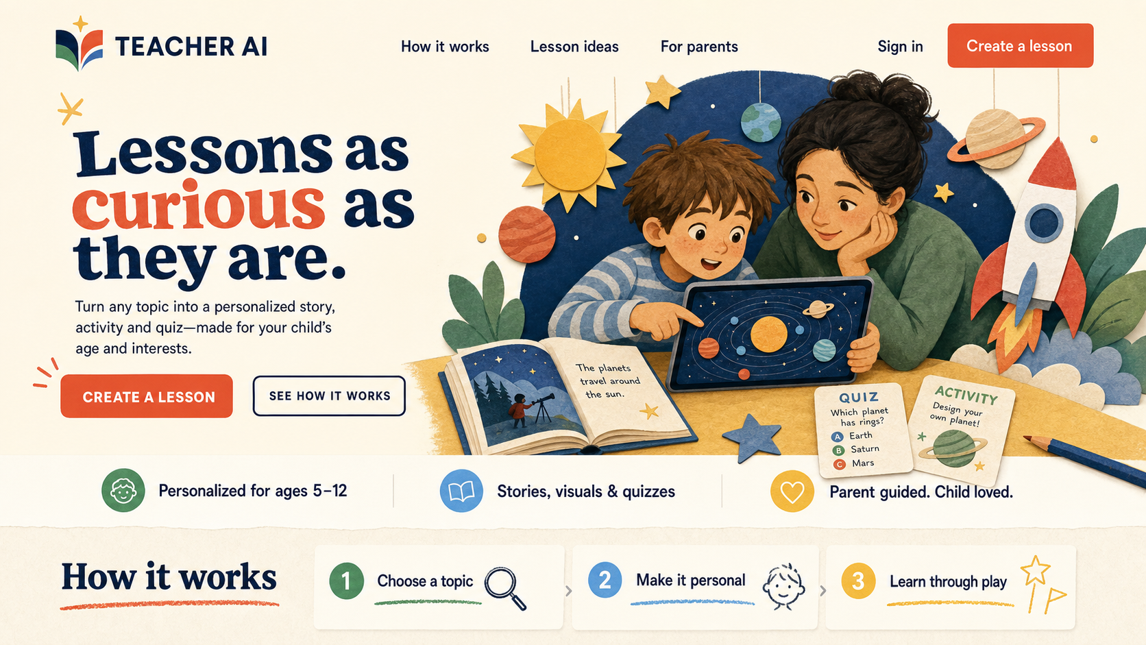 Teacher AI – Personalized Lesson Generator interface preview