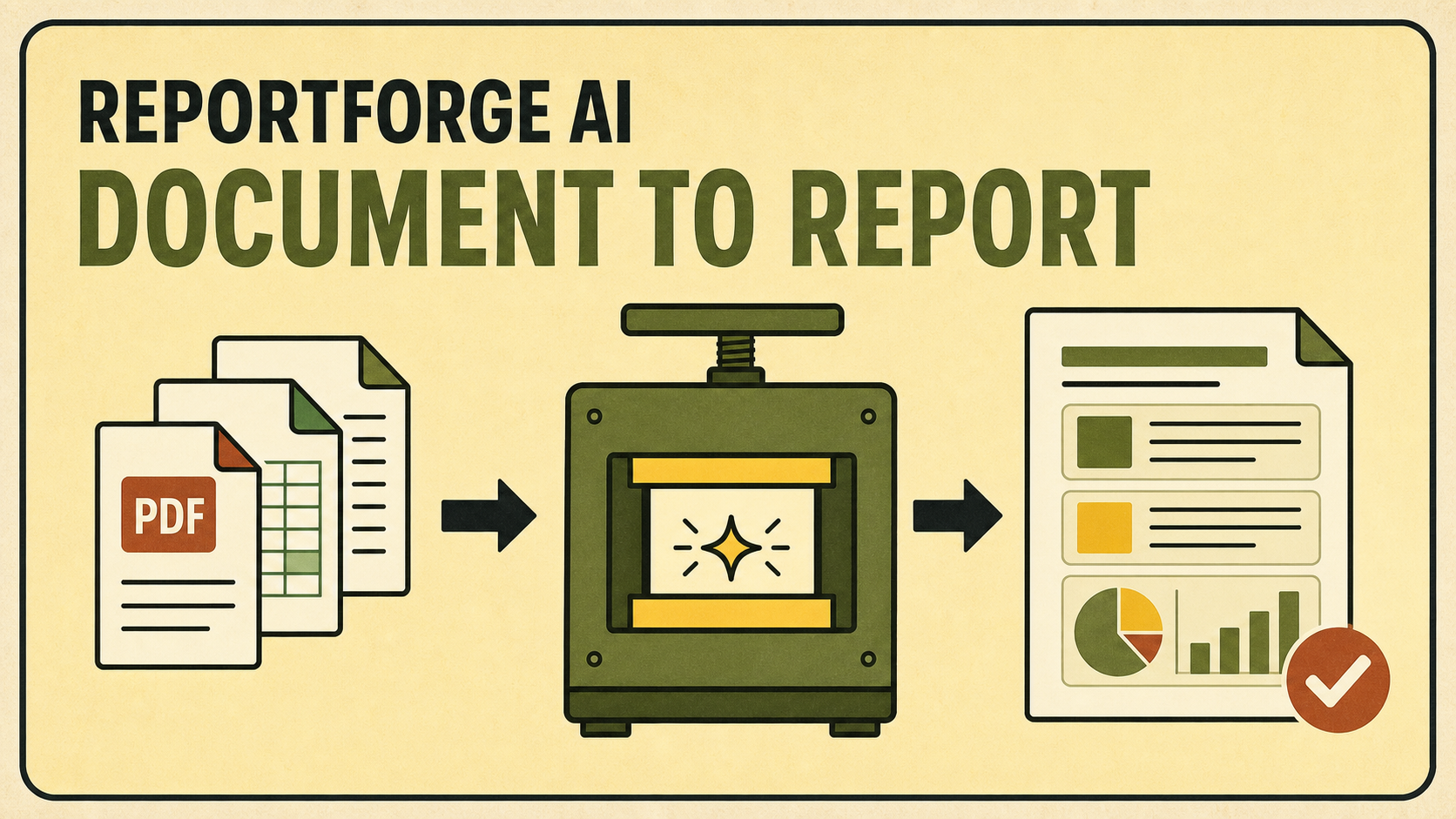 ReportForge AI – Document-to-Report Generator interface preview
