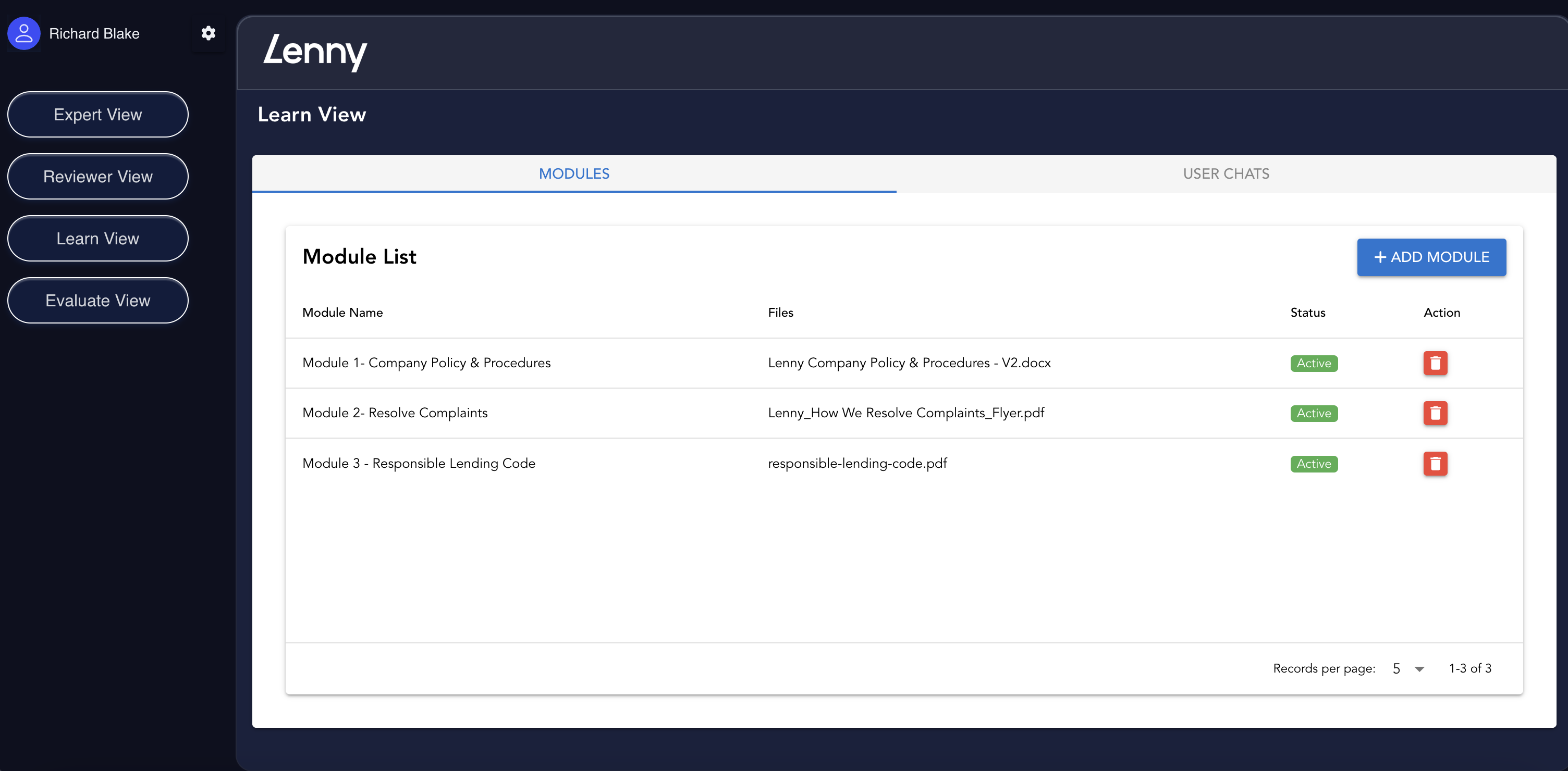 Lenny AI – Internal Knowledge & Training Assistant project view 5