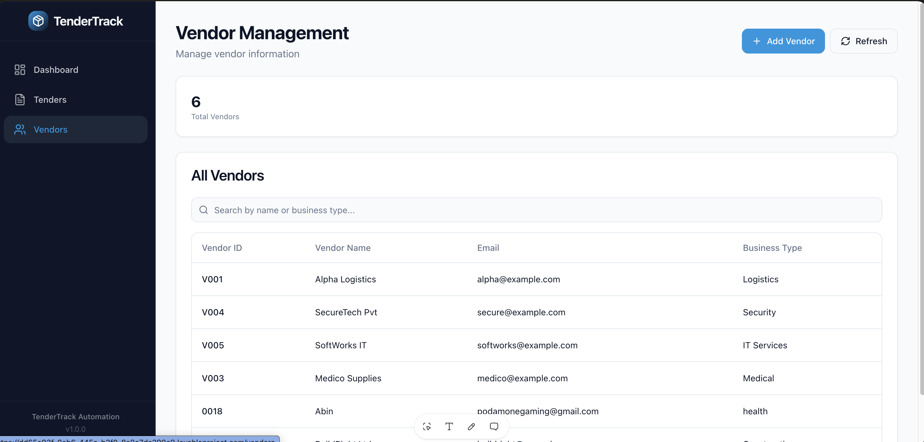 TenderFlow – Automated Tender Tracking & Vendor Matching project view 3