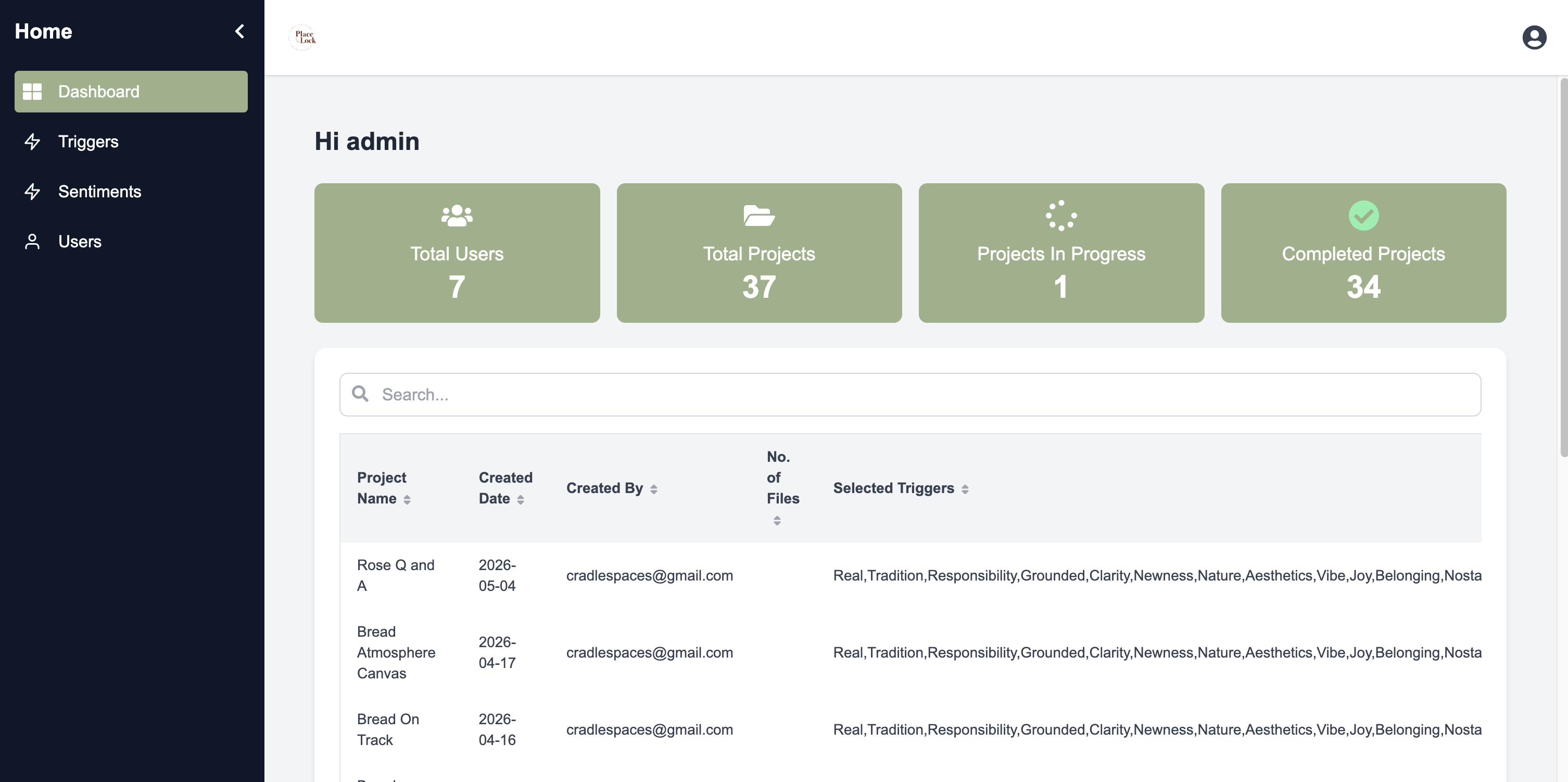 PlaceLocks Insight Classifier project view 2